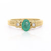 0.75 Carat Oval Cut Emerald & Diamond 3 Stone 14k Ring