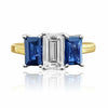 0.92 carat GIA certified Emerald Cut Diamond Engagement ring with Blue Sapphires