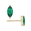 Boucles d'oreilles clous marquise émeraude naturelle 1/2 ct 8MM en or 14 carats