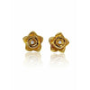 Boucles d'oreilles en or massif 14 carats avec fleurs et diamants