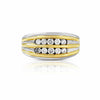 Bague en or blanc et jaune 14k à rayures pour homme avec un amas de diamants