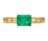 1.07 Carat Emerald & Baguette Diamond East West 18K Gold Ring