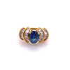 1,19 carat saphir bleu taille ovale avec diamants taille baguette dans une Bague en or 14k