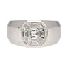 Bague grappe pour homme en diamant naturel de 1,42 carat, taille Asscher mixte, serti illusion