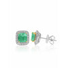 2,08 carats de boucles d'oreilles en émeraude colombienne naturelle avec halo de diamants en or massif 18 carats