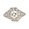 Bague ancienne de l'époque Art déco en platine, diamant taille ancienne européenne de 1 carat