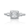 Bague de fiançailles en diamant taille Baguette en or blanc 14k