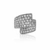 Bague de Bypass Pavé de Diamants Ronds Naturels Incurvés en Or Blanc 14k
