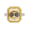 Bague halo de diamant rond avec diamant naturel fancy jaune clair taille émeraude de 7,25 carats