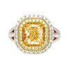 Bague en or 18K sertie d'un diamant taille radiant Fancy Light Yellow de 2,79 carats certifié GIA