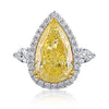 معتمد من GIA 6.06 قيراط ألماسة صفراء زاهية بشكل كمثرى 18K Ring