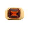 GIA Certified 7 Carat Emerald Cut Citrine 18K Gold Solitaire Bezel Set Mens Ring