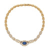 GIA Certified No Heat Blue Sapphire 18k Gold Cable Chain Choker Necklace 15.5"
