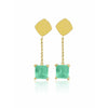 Boucles d'oreilles en émeraude colombienne naturelle à taille carrée en or massif 18 carats