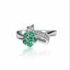 Bague fleur en émeraude naturelle et diamant