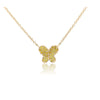 Collier flottant avec pendentif papillon en diamant jaune fantaisie naturel et or 18 carats