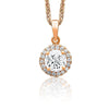 Pendentif Halo en Diamant Rond Naturel en Or Rose 18k