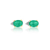 Boucles d'oreilles en émeraude naturelle taille ovale en or massif 18 carats