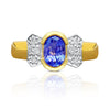 Ovaler Schliff Violetter Tansanit in 14k Massivgold Fliege Ring