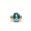 Bague Cocktail Topaze Bleue et Diamant Overlap Bypass pour Femmes