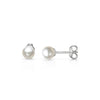 Boucles d'oreilles puces en perles blanches cultivées japonaises véritables de 6 mm en argent plaqué or blanc 14 carats