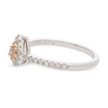 0.03 Carat Fancy Pink Pear Diamond Double Halo in 18K White Gold Statement Ring – Assay Jewelers