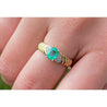 0.40 Carat Emerald Set in 14k Gold Ribbed Ring