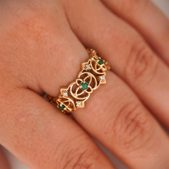 0.50 Carat Emerald & Diamond 14K Gold Open Geometric Band Ring – Assay Jewelers