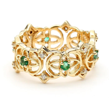0.50 Carat Emerald & Diamond 14K Gold Open Geometric Band Ring – Assay Jewelers
