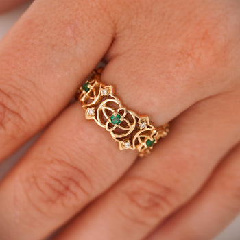 0.50 Carat Emerald & Diamond 14K Gold Open Geometric Band Ring – Assay Jewelers