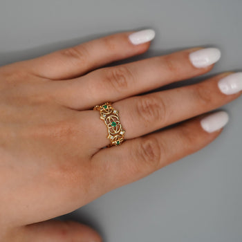 0.50 Carat Emerald & Diamond 14K Gold Open Geometric Band Ring – Assay Jewelers