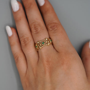 0.50 Carat Emerald & Diamond 14K Gold Open Geometric Band Ring – Assay Jewelers