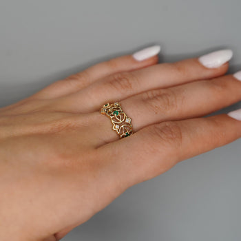 0.50 Carat Emerald & Diamond 14K Gold Open Geometric Band Ring – Assay Jewelers