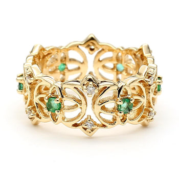 0.50 Carat Emerald & Diamond 14K Gold Open Geometric Band Ring – Assay Jewelers