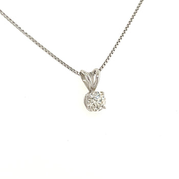 0.60ct 2/3 carat Round Lab Grown Diamond Solitaire Pendant in 14K White Gold – Assay Jewelers