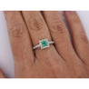 0.61 Carat Emerald & Diamond Square Shape Ring in 14K White Gold Size 6.5