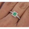 0.61 Carat Emerald & Diamond Square Shape Ring in 14K White Gold Size 6.5