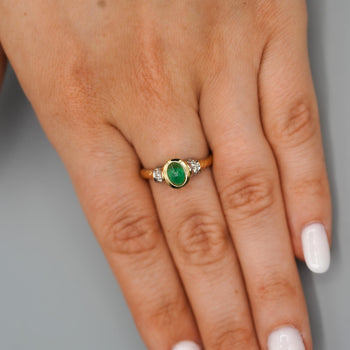 0.70 Carat Cabochon Emerald Bezel Set 14K Gold Ring – Assay Jewelers