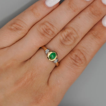 0.70 Carat Cabochon Emerald Bezel Set 14K Gold Ring – Assay Jewelers