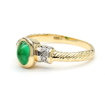0.70 Carat Cabochon Emerald Bezel Set 14K Gold Ring – Assay Jewelers