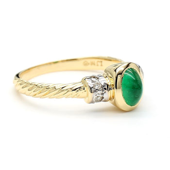 0.70 Carat Cabochon Emerald Bezel Set 14K Gold Ring – Assay Jewelers