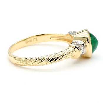 0.70 Carat Cabochon Emerald Bezel Set 14K Gold Ring – Assay Jewelers