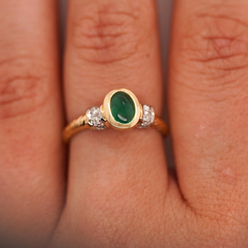 0.70 Carat Cabochon Emerald Bezel Set 14K Gold Ring – Assay Jewelers
