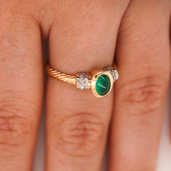 0.70 Carat Cabochon Emerald Bezel Set 14K Gold Ring – Assay Jewelers