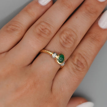 0.70 Carat Cabochon Emerald Bezel Set 14K Gold Ring – Assay Jewelers