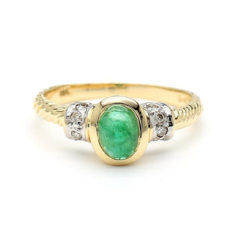 0.70 Carat Cabochon Emerald Bezel Set 14K Gold Ring – Assay Jewelers