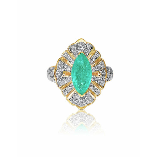 0.75 carat Marquise cut Emerald in 14k solid yellow gold Ring