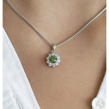 0.76 CTTW Green Diamond Floating Platinum Pendant 18k Gold Wheat Chain Necklace – Assay Jewelers