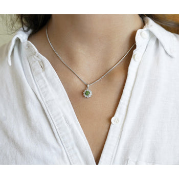 0.76 CTTW Green Diamond Floating Platinum Pendant 18k Gold Wheat Chain Necklace – Assay Jewelers