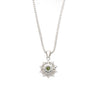 0.76 CTTW Green Diamond Floating Platinum Pendant 18k Gold Wheat Chain Necklace